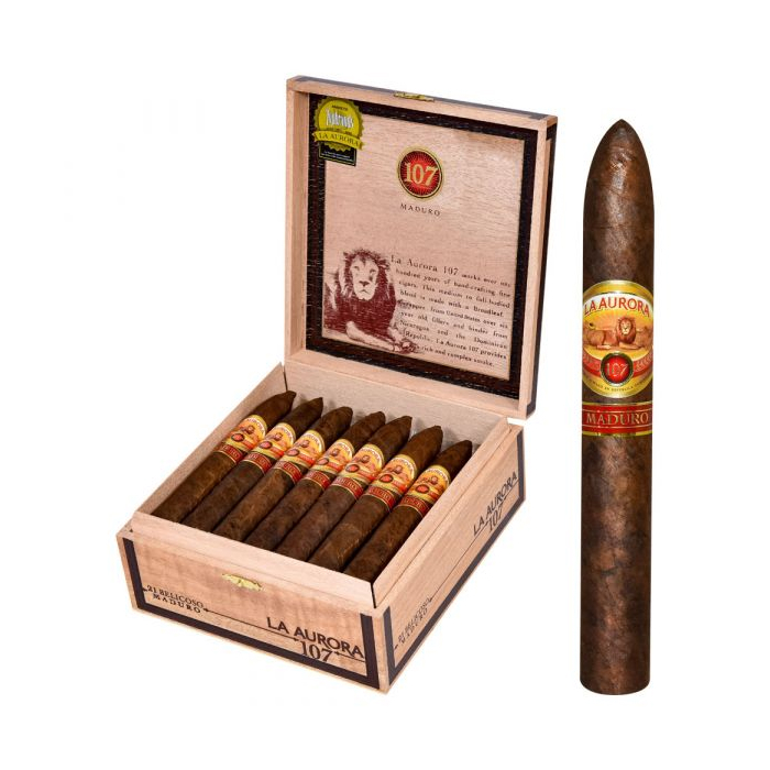 Коробка La Aurora 107 Maduro Belicoso на 21 сигару