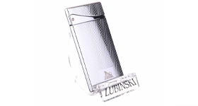 Зажигалка Lubinski «Флоренция», плоская, турбо, серебристая в рубчик WB503-2