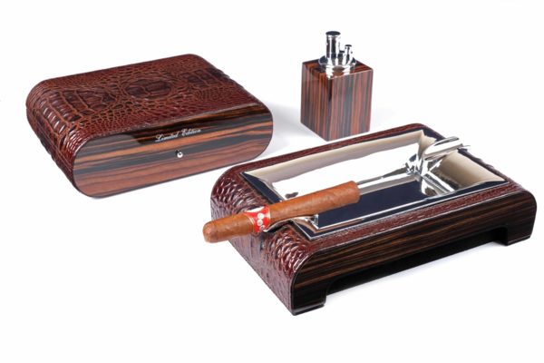 Подарочный набор Настольный набор сигарных аксессуаров Gentili SET-SV10-Croco-Brown