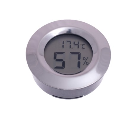 Термо-гигрометр цифровой круглый серебро 596-503