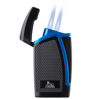 Зажигалка Lubinski «Дрэгон» турбо, двойное пламя, черно-синяя WJ300-4